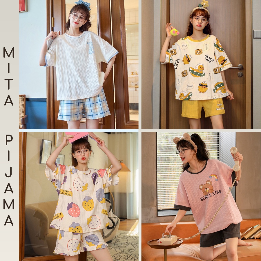 [Mã SKAMFSW175 giảm 10K đơn 50K] Đồ bộ pijama nữ cotton cao cấp mặc nhà tay ngắn siêu cute dễ thương – CTN1