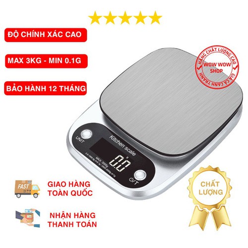 Cân tiểu li, cân nhà bếp điện tử mini Cân tiểu li cao cấp 3kg/0.1g loại xịn thiết kế sang trọng - BẢO HÀNH 6 THÁNG