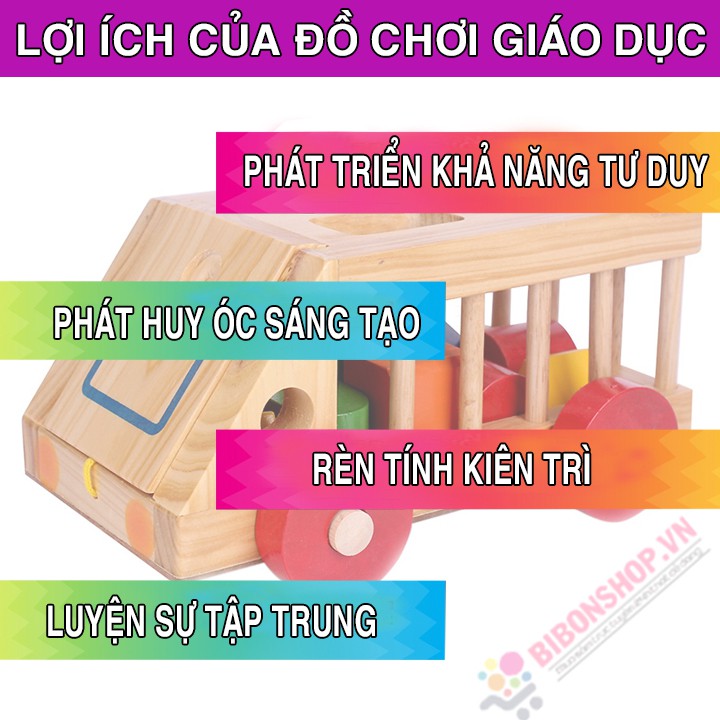 Đồ Chơi Thông Minh Xe Ô Tô Thả Hình Khối Bằng Gỗ Cho Bé