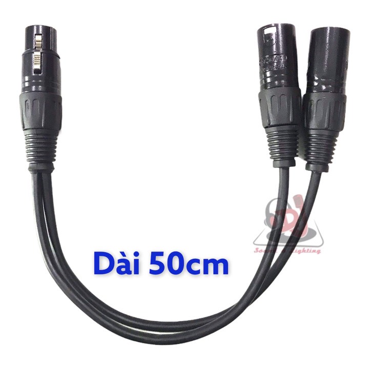 Rắc chuyển canon cái ra 2 rắc canon đực, dài 50cm, rắc chia, jack XLR, tín hiệu âm thanh, dây rắc chia tín hiệu