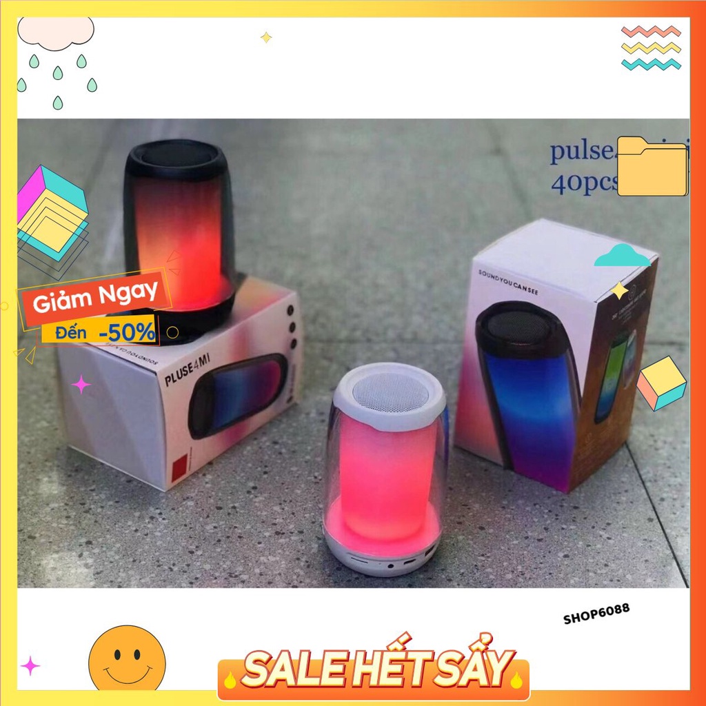 Loa Bluetooth Mini PULSE 4 MINI Âm Bass Cực Hay Có ĐÈN Led Đổi Màu Hàng Cao Cấp Hỗ Trợ Thẻ Nhớ, USB, Jack 3.5