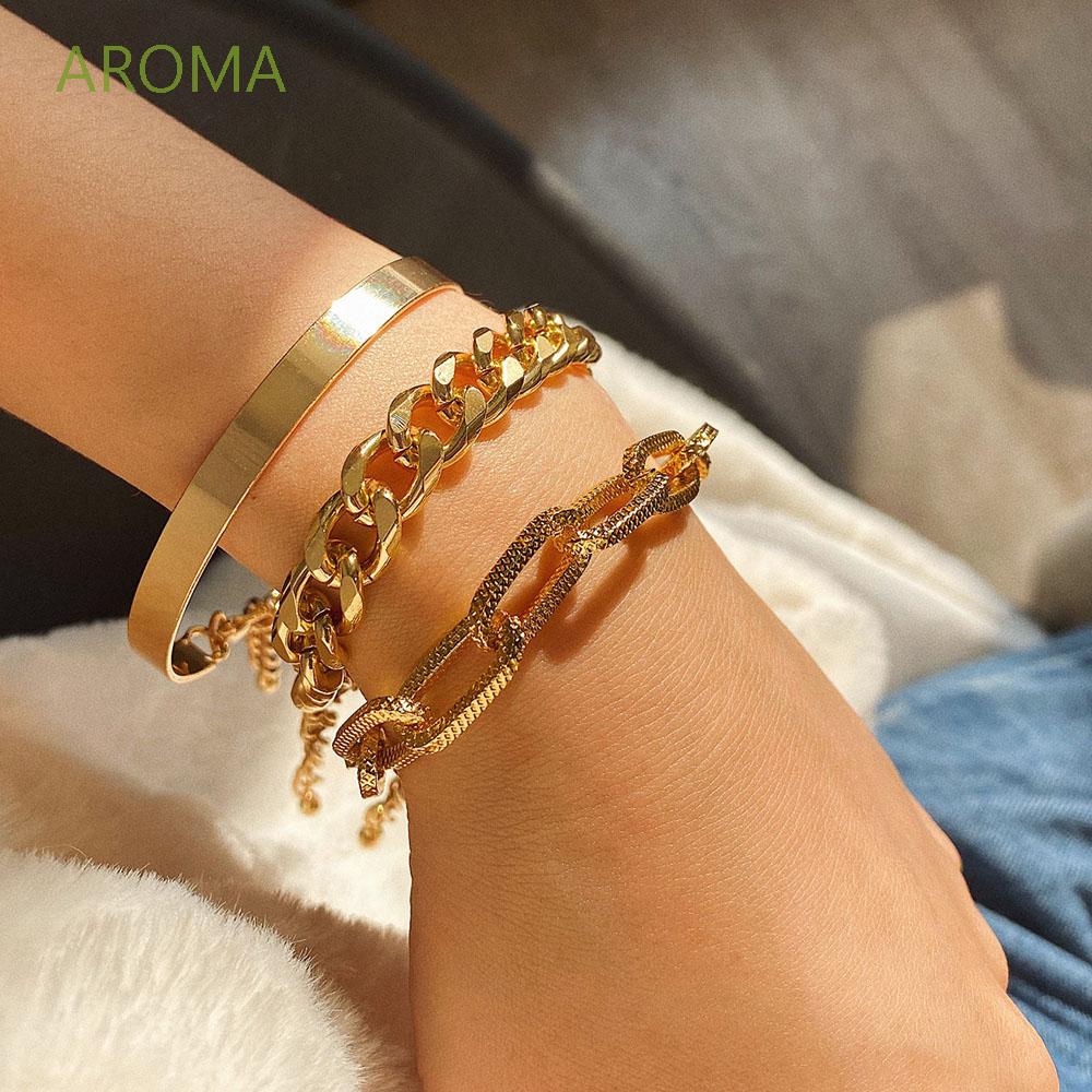 Vòng Tay Kim Loại Kiểu Dây Xích Phong Cách Hiphop