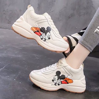 Giày thể thao GC Mickey 3 màu trắng kem hồng chất da đẹp đế độn phong cách hàn quốc dễ phối đồ đi học đi chơi hot 2020