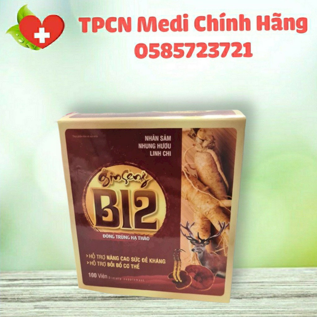 Viên uống bổ sung vitamin Ginseng B12 Đông Trùng Hạ Thảo – hộp 100 viên