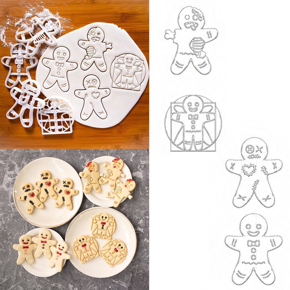 Cartoon Christmas Gingerbread Man Cookie Embossing Mold Pressed Hand Painted Frosted Cookies Snowflake Cookie Cutter