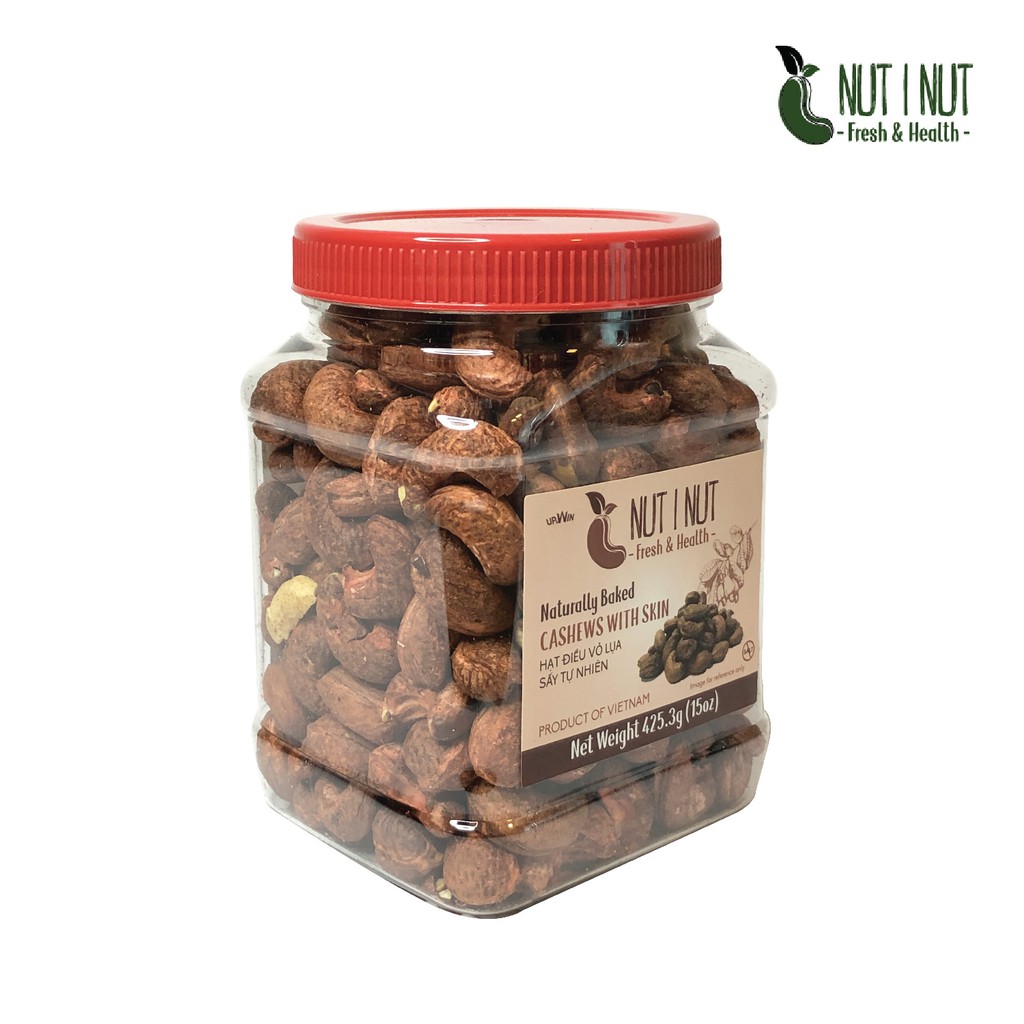 Hạt điều Nut I Nut vỏ lụa sấy tự nhiên hũ 425.6 gram - UP &amp; WIN