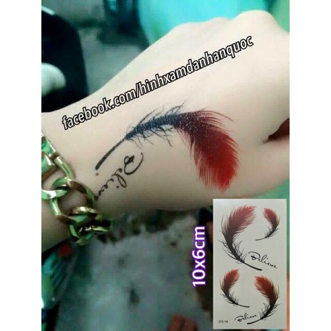 Hình xăm dán lông vũ siêu cute 10xx6cm