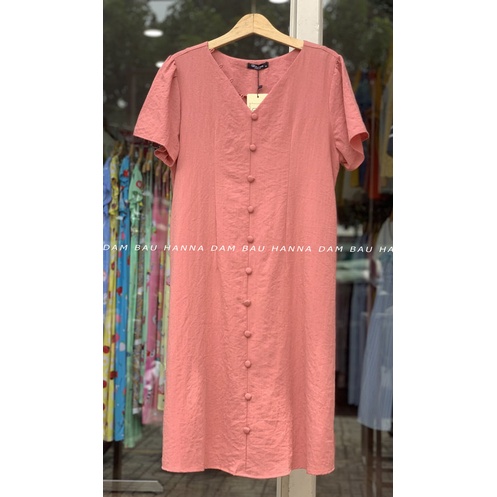 [SIZE 40-80KG] Đầm bầu công sở HANNA FOM A vải đũi cotton cao cấp mềm mát mùa hè thấm mồ hôi dễ thương lên dáng gọn gàng