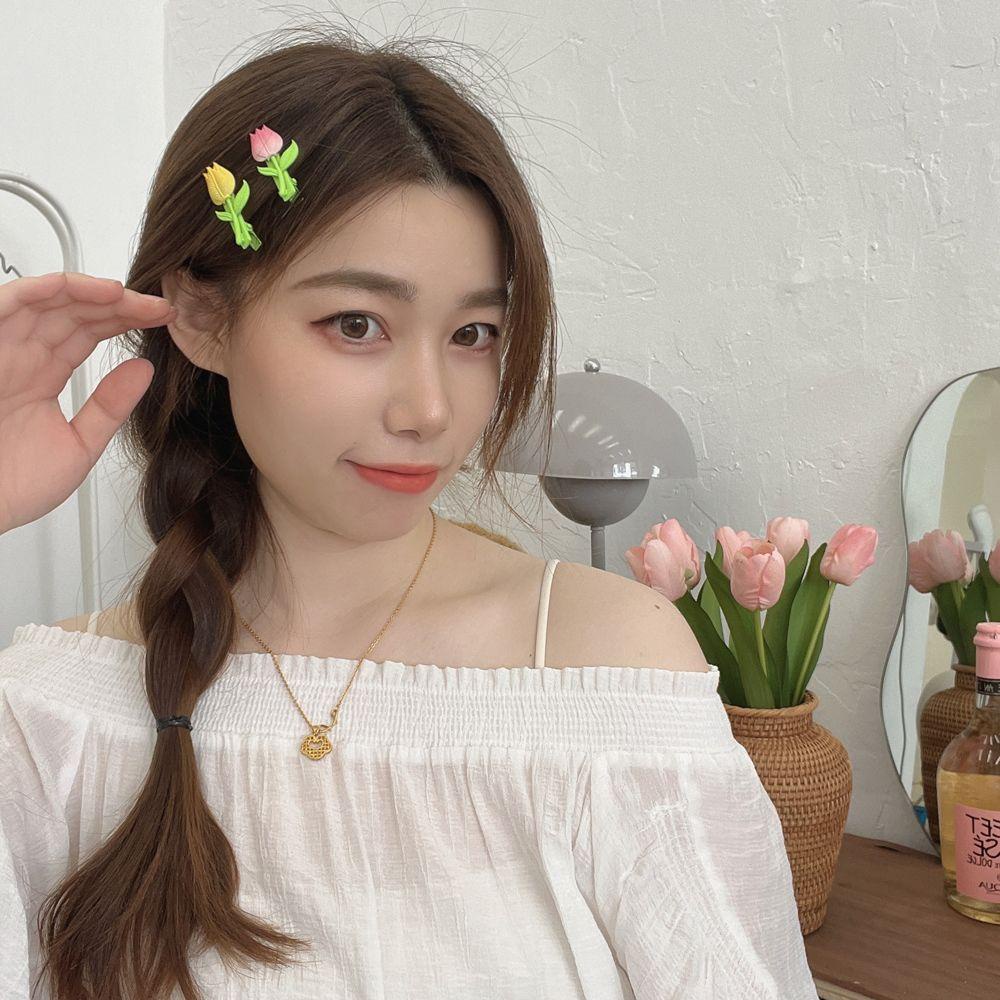 Kẹp Tóc Hình Hoa Tulip Màu Kẹo Ngọt Dễ Thương Cho Bé Gái