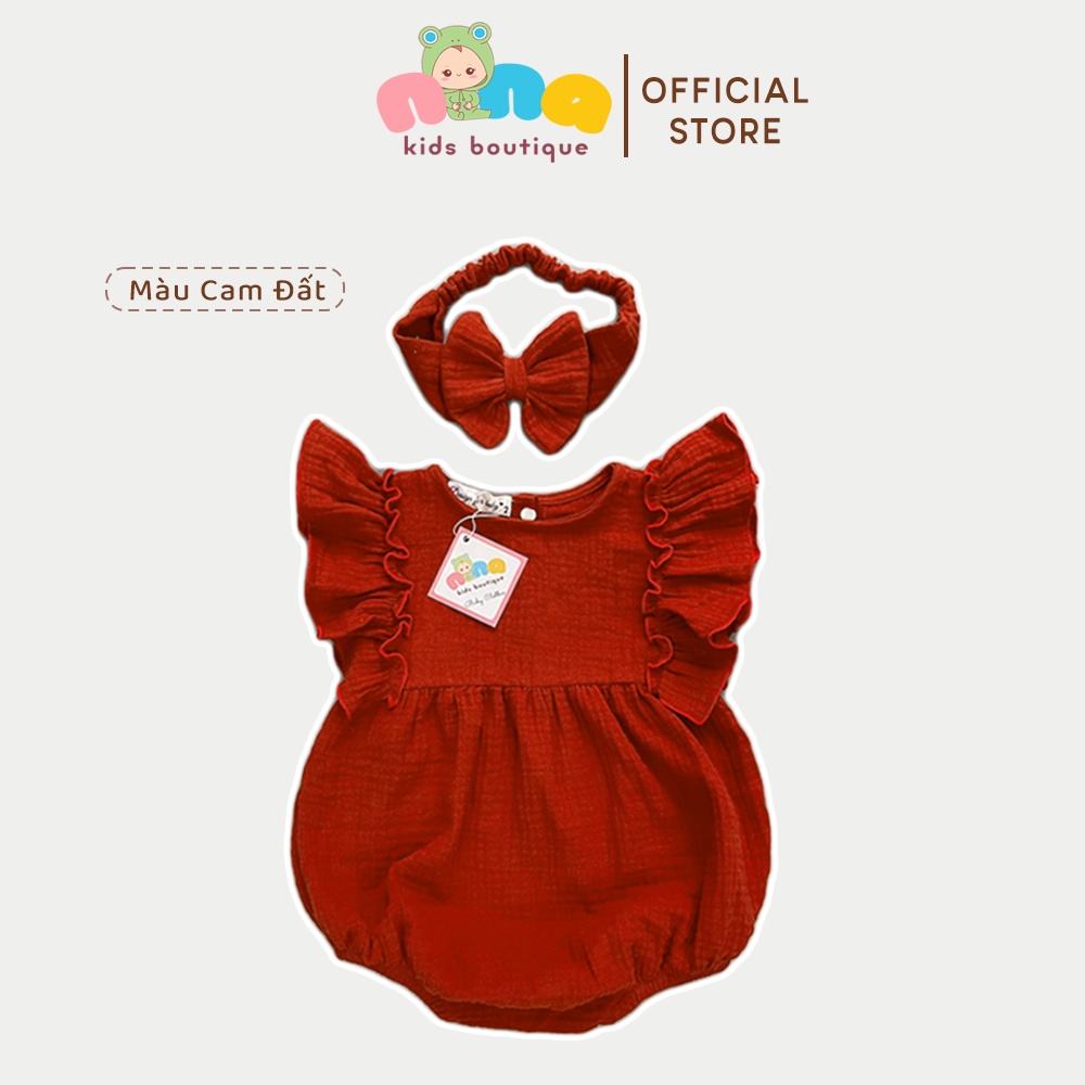 Bodysuit sơ sinh Nina Kids Boutique Body cánh tiên cho bé kèm Turban Chất xô muslin Size 0m 24m