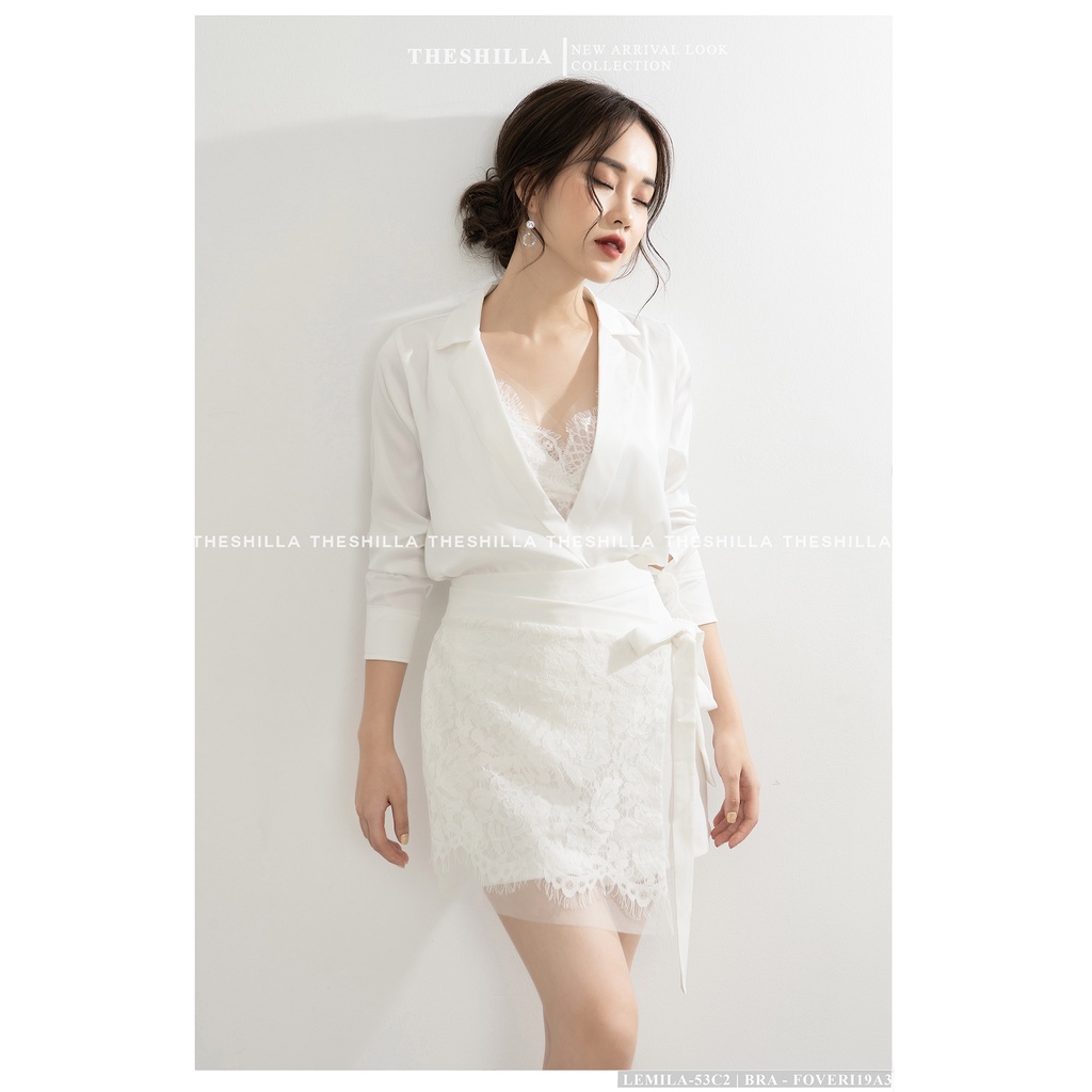Váy thiết kế cao cấp set quần trắng vạt đắp chéo áo lụa  The Shilla - Lemila-53C2