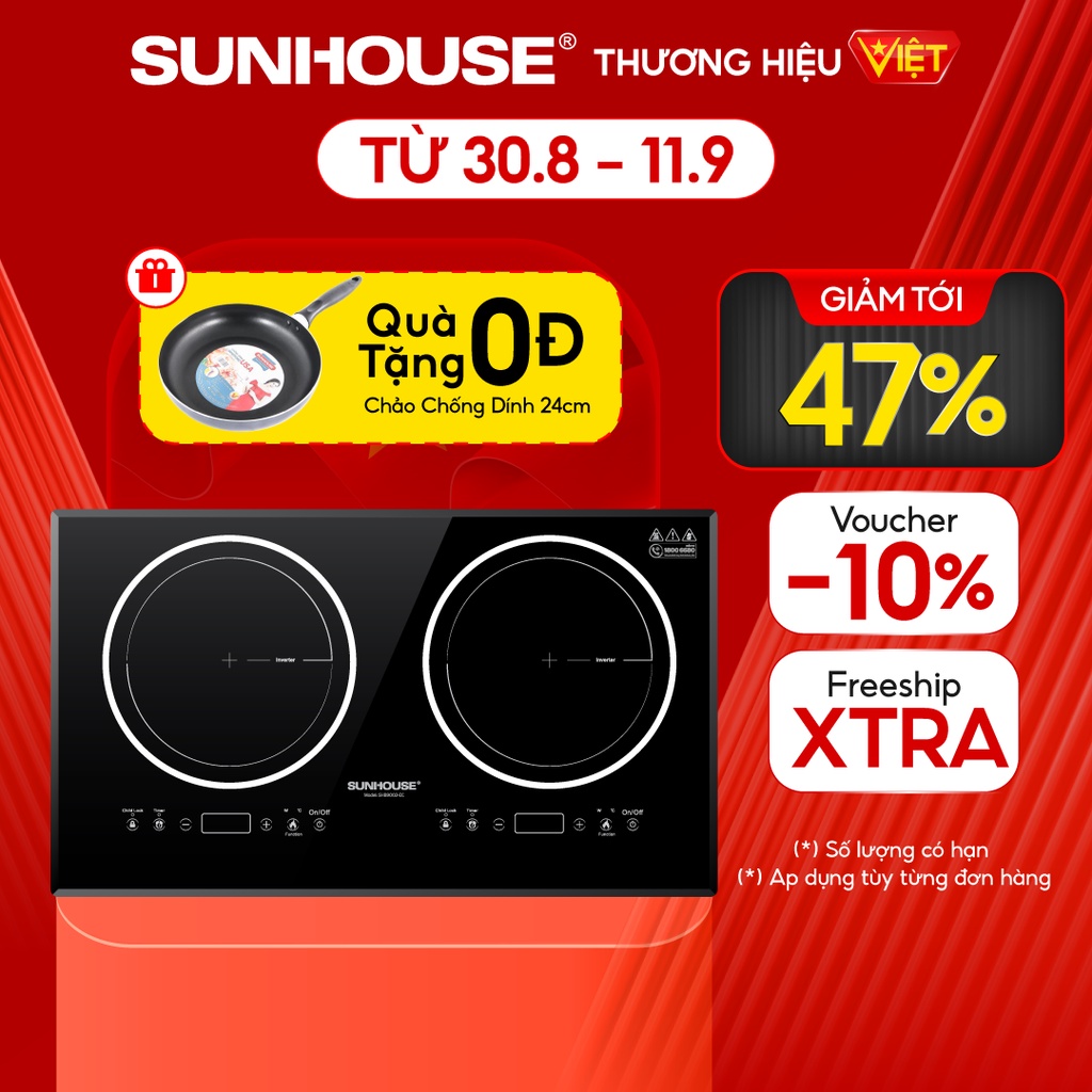 Bếp đôi điện từ SUNHOUSE SHB9003-EC