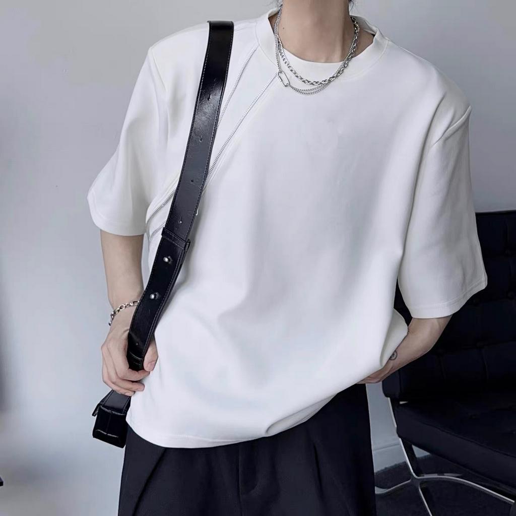 Áo thun phông nam cộc tay khoá kéo basic chất cotton 2 chièu cao cấp AUTOMAN A100