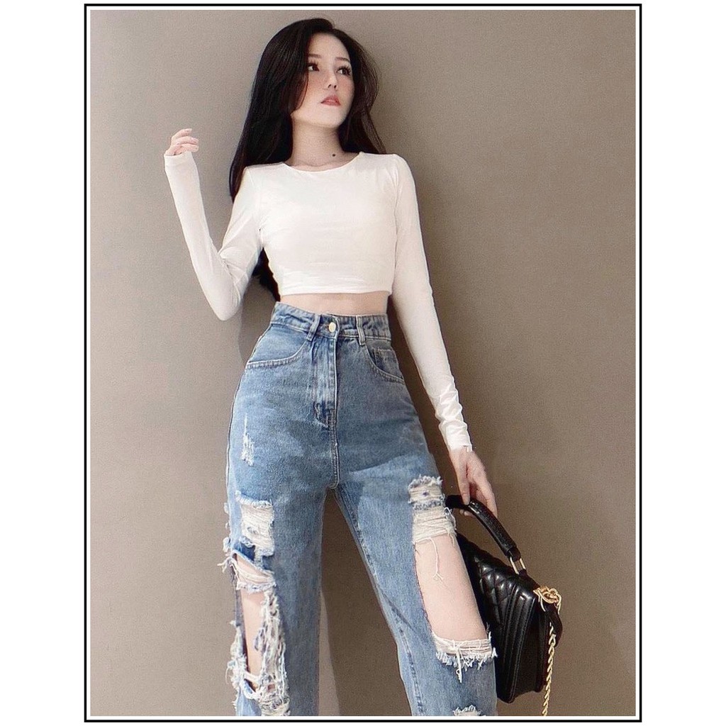 Quần jean nữ baggy rách hở hai đùi phong cách siêu bụi vv2/10-1