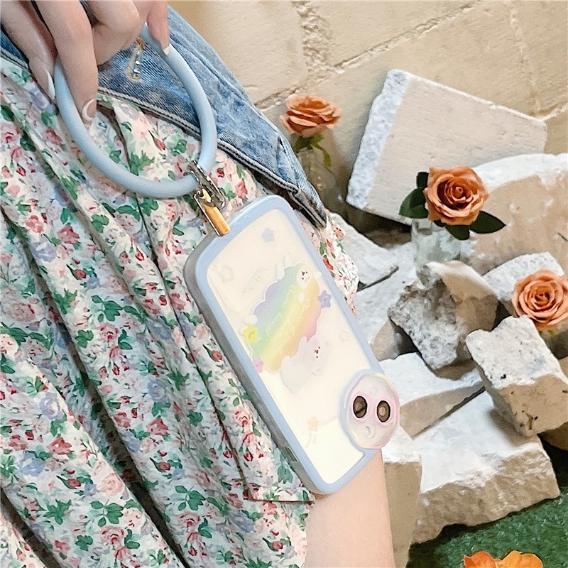 Ốp lưng iphone Ốp Điện Thoại Silicon Họa Tiết Hoa Xinh Xắn Kèm Dây Đeo Cho iPhone 13Promax iPhone14pro 78plus/X/XR// Promax/Mini Dinuo case