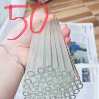 Ống hút thủy tinh combo 50 trắg