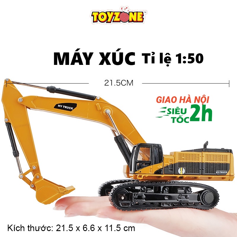 Mô hình máy xúc bánh xích HY TRUCK tỷ lệ 1:50 khung kim loại