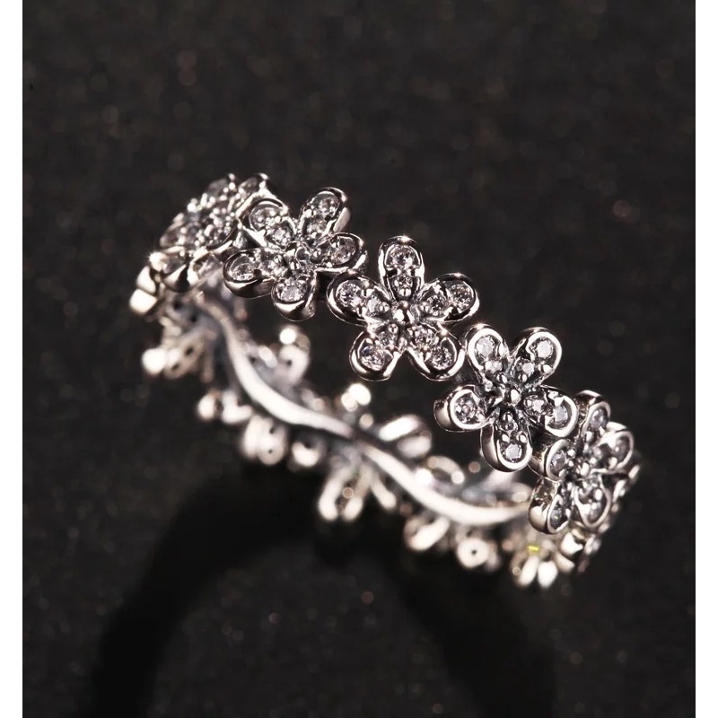 Nhẫn Bạc Hình Hoa Cúc Đính Pha Lê Thời Trang