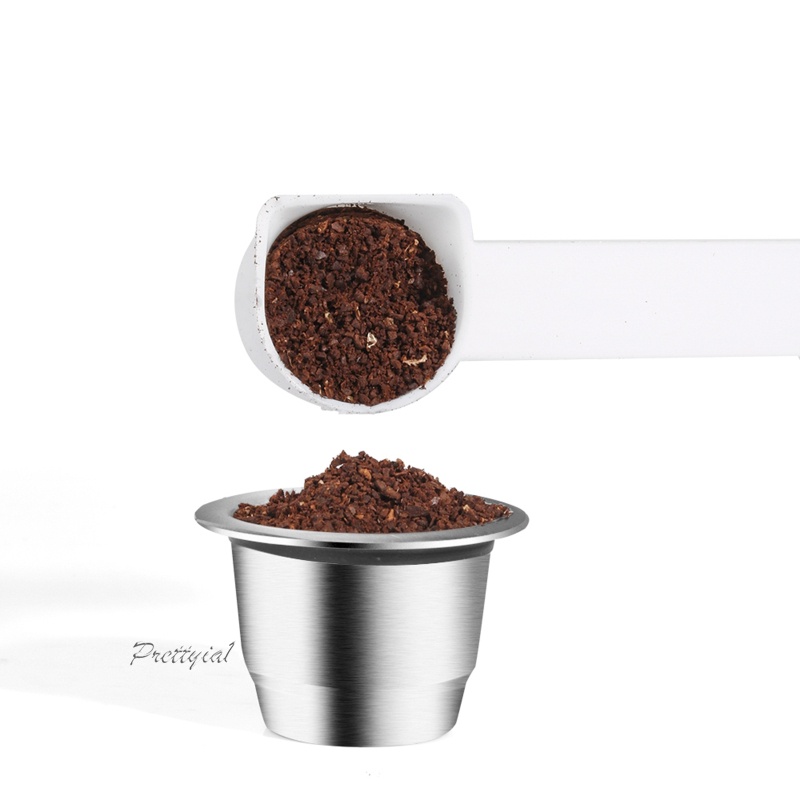 [PRETTYIA1]Refillable Coffee Capsule Reusable Coffee Pod PP Tamper
