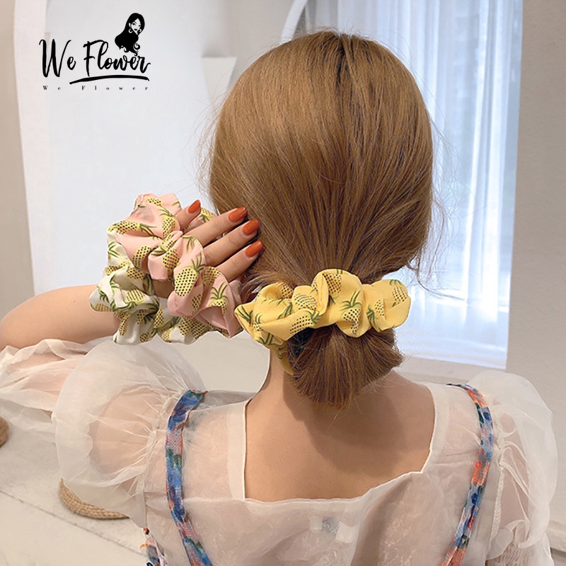Dây buộc tóc WE FLOWER co giãn họa tiết trái dứa thời trang cho nữ
