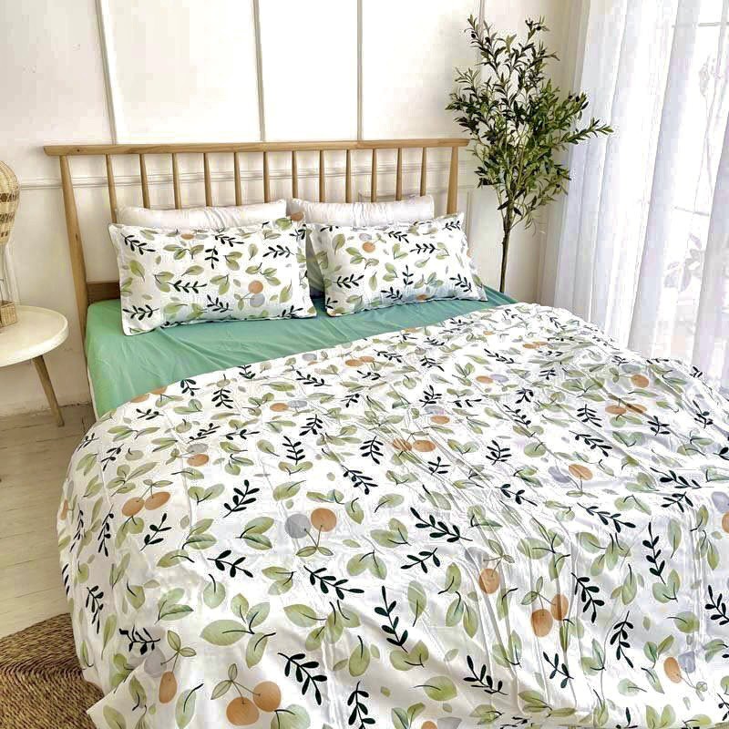Bộ chăn ga gối cotton poly Lidaco decor phòng ngủ vintage - Trái táo ( SP001133)