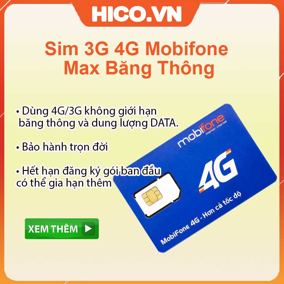 Sim 4G Mobifone Trọn Gói 1 Năm Tốc Độ Cao Không Giới Hạn Dung Lượng CS6N MDT250A VPB51 DTHN 12FD50