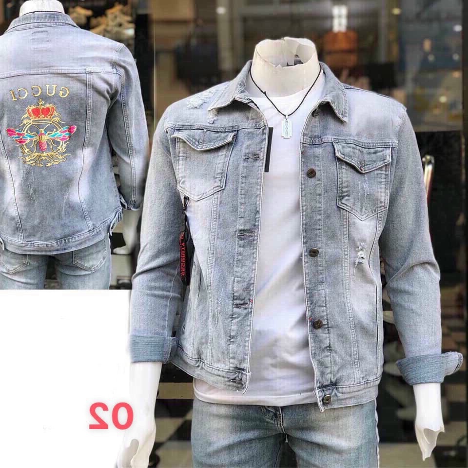 Áo khoác jean nam họa tiết cao cấp vải jean denim không nóng hàng chuẩn shop Phuongnamshop20 gf11