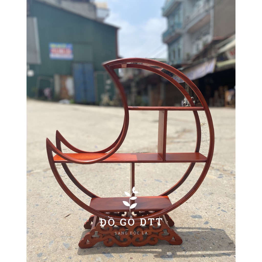 Kệ để đồ đa năng, kệ để đồ trang điểm cực đẹp kệ mini hình vầng trăng gỗ hương