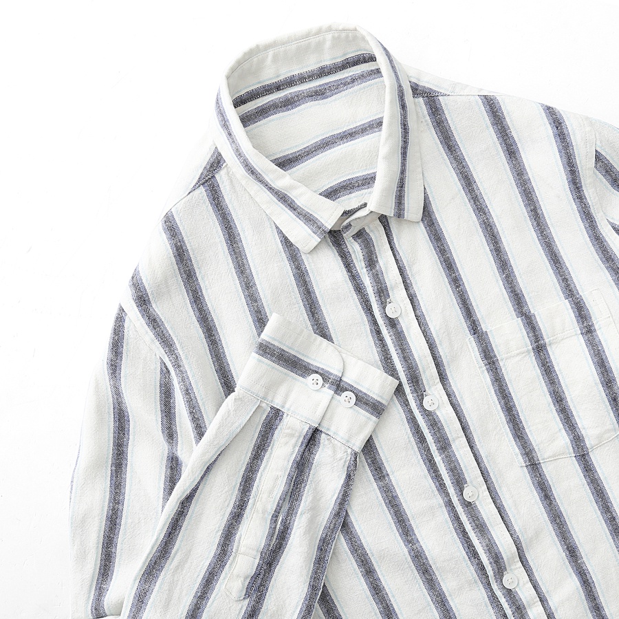 Áo Sơ Mi Nam Dài Tay GU CHẤT, Thiết Kế Phối Sọc, Chất Linen Thoàng Mát, Mềm Mịn - GUSGC07