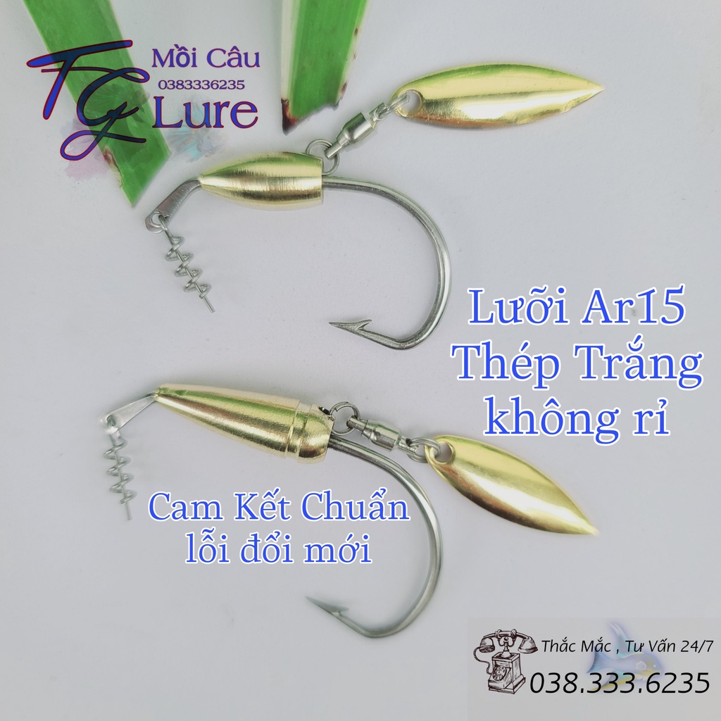 Lưỡi câu mồi mềm AR15 Thép trắng Chất liệu thép ar và chì đồng chuyên câu lóc,chuốii,vượcc....