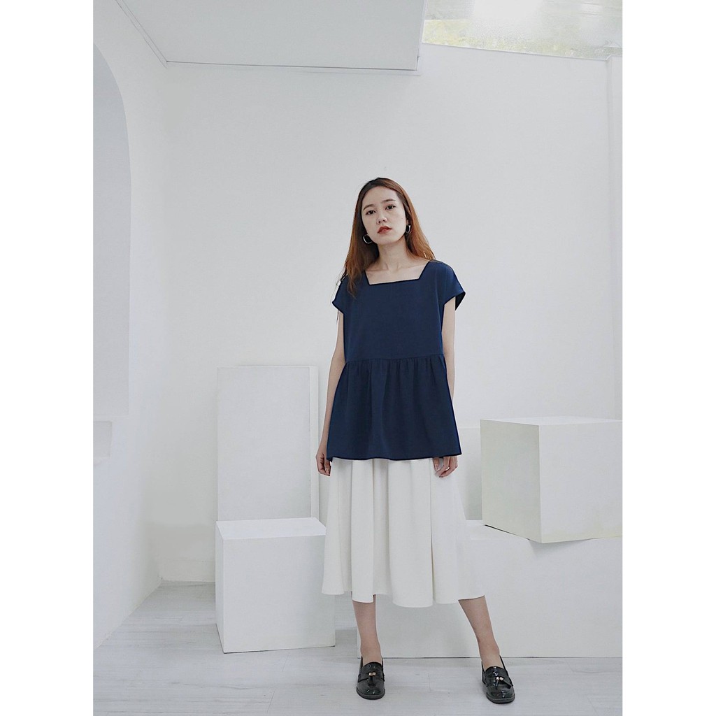 Chicka Chicka - Áo Square baby doll top - Navy
