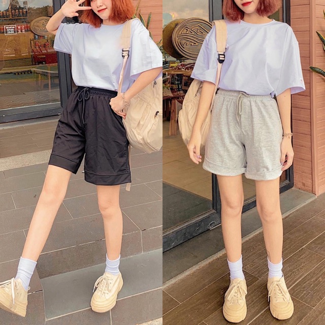 Quần đùi thun nữ mặc nhà lưng thun co giãn thoải mái