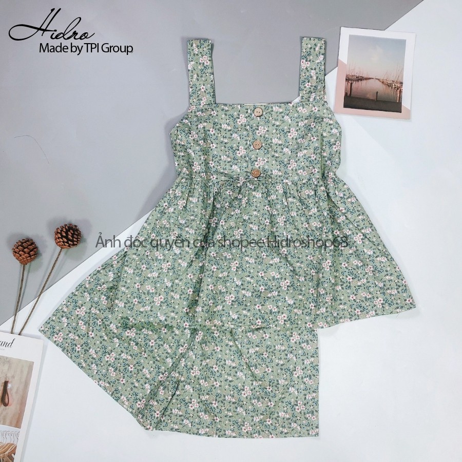 Bộ Mặc Nhà Hoa Nhí Hai Dây Babydoll Chất Thô Đũi Mềm Mát | BigBuy360 - bigbuy360.vn