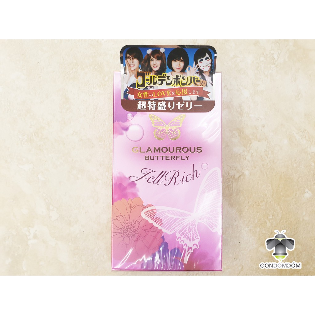 Hộp 8 Bao cao su Jex Glamourous Butterfly Jell Rich gel bôi trơn dày đặc