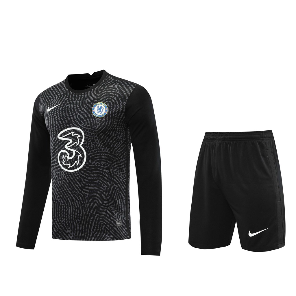 Set Quần Áo Chelsea Tay Dài Màu Đen Thời Trang 2020 / 21 Cao Cấp