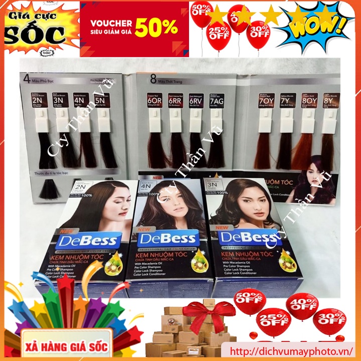 Thuốc nhuộm tóc phủ bạc và màu thời trang chứa tinh dầu DeBess lên màu đẹp chất lượng tốt