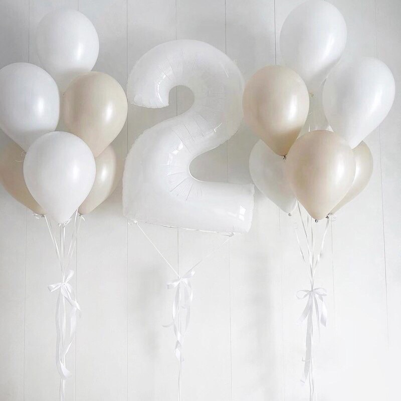 Bóng số màu trắng sữa/đen size lớn cỡ 75cm trang trí sinh nhật