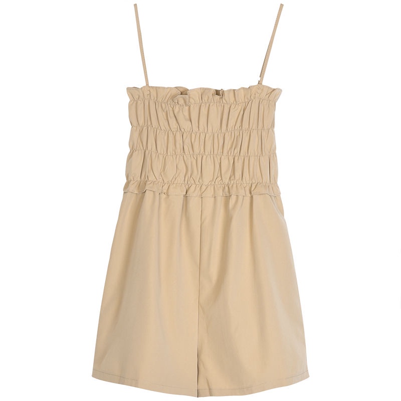 Summer 2022 new khakis children wear high waist wide leg jumpsuits loose show thin straps casual shorts