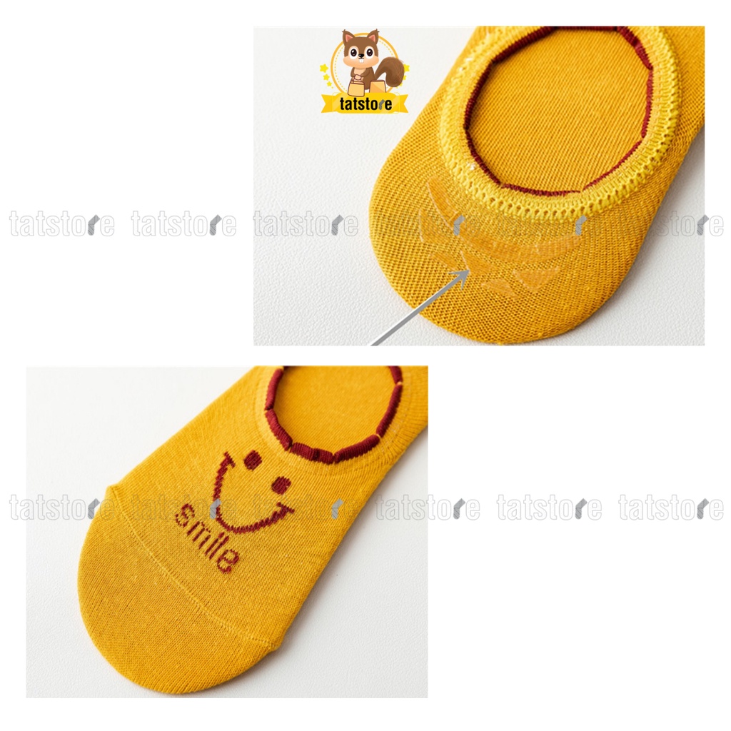 Tất nữ Hàn Quốc vớ lười nữ phong cách nhiều màu họa tiết mặt cười cute TẤT STORE 2CNF21