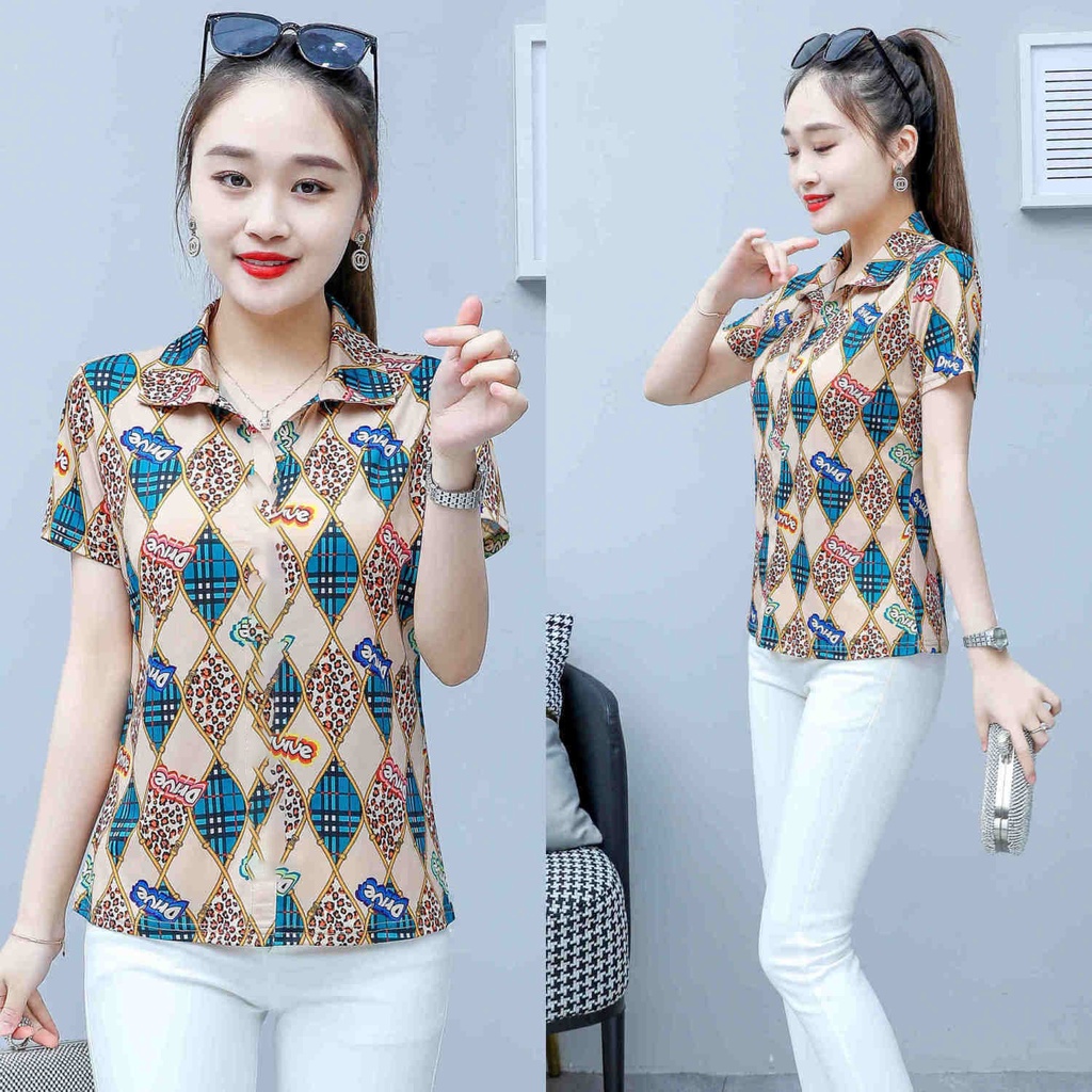 Áo Sơ Mi Ngắn Tay Mỏng Che Bụng Thời Trang Mùa Hè Mới Cho Phụ Nữ Trung Niên