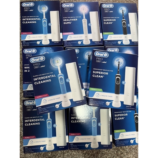 [Mới Về] Bàn Chải Đánh Răng Điện Oral-B Pro 100 - Hẹn Giờ 2-Phút, Tặng Hộp Đựng Du Lịch, Nhiều Loại Đầu, Nhiều Màu Sắc