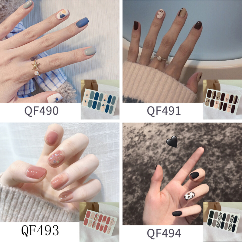 Bộ 14 Miếng Dán Móng Tay Chống Thấm Nước Có Thể Lột Được Màu Nude In Họa Tiết Da Báo