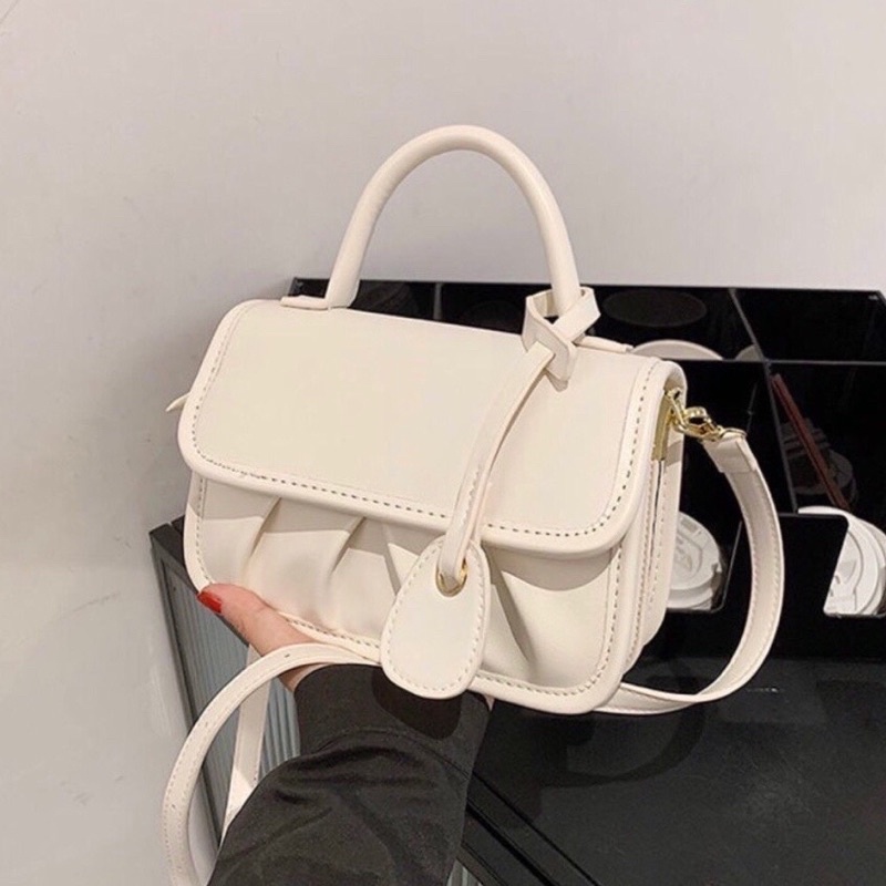 Túi xách nữ đeo chéo cao cấp da mềm trơn đáy nhúm phong cách hàn quốc Zuliashop8386