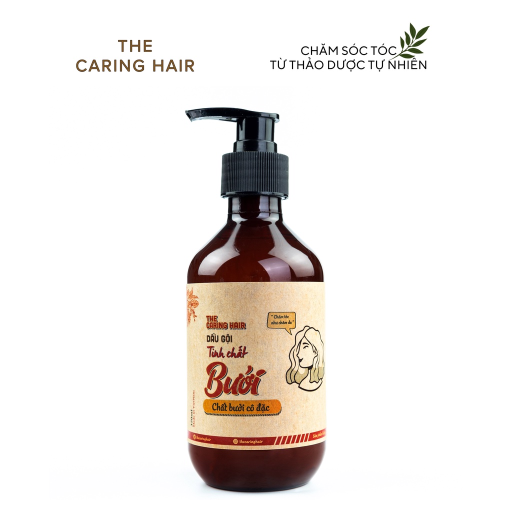 Dầu gội tinh chất Bưởi The Caring Hair giúp mọc tóc, giảm dầu, dưỡng tóc chắc khoẻ