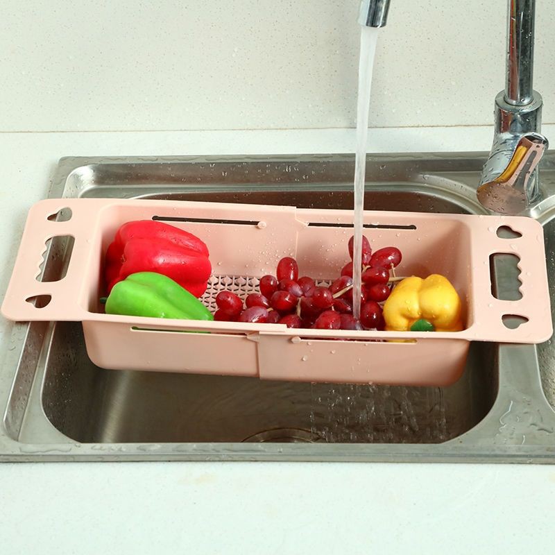 Đồ dùng nhà bếp & Phòng ăn▩❄♦Rổ thoát nước nhà bếp có thể thu vào đựng trái cây bằng nhựa Giỏ hoa quả kệ chậu r