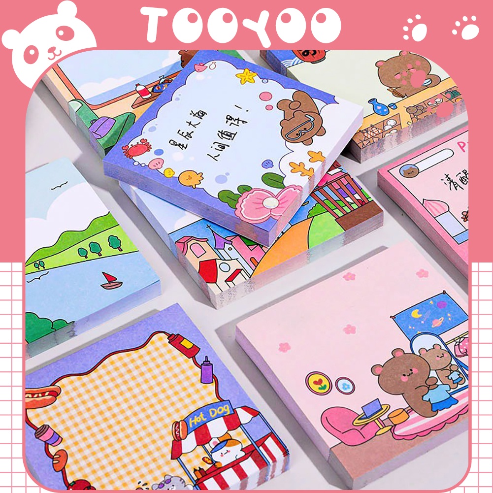 Giấy note cute xấp 100 tờ nhiều mẫu dễ thương TooYoo TY0012