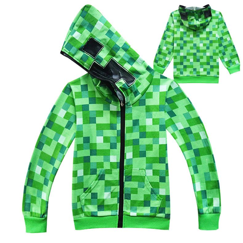 Áo Khoác Hoodie Có Khóa Kéo Họa Tiết Game Minecraft Cho Bé Trai 3-8 Tuổi