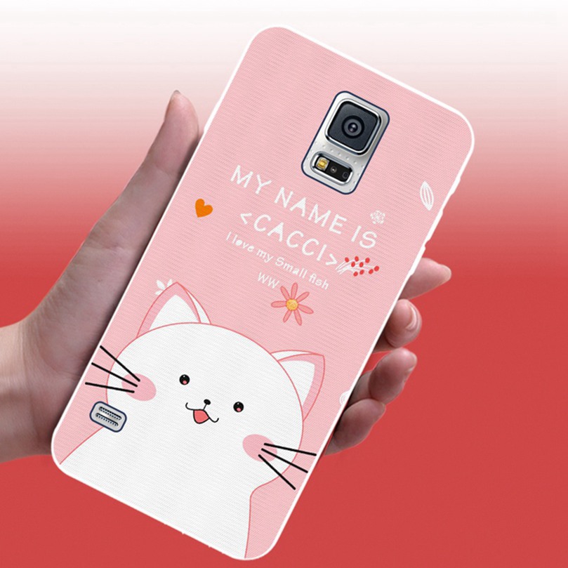 Ốp lưng mèo trắng dễ thương cho điện thoại Samsung S3 S4 S5 S6 S7 S8 S9 S10 e Edge Grand Prime Neo Plus