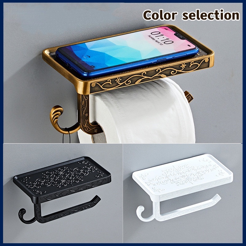 Giá Đỡ Cuộn Khăn Giấy Bằng Nhôm Họa Tiết Cổ Điển Phong Cách Châu Âu Tiện Dụng Cho Điện Thoại / Toilet