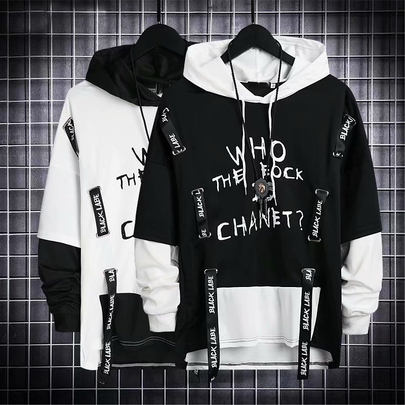 Áo Hoodie Nam Giả Hai Lớp In Chữ Tiếng Anh (2 Màu) (S-3Xl)